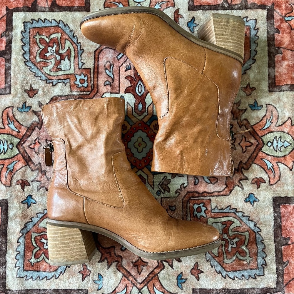 Kate Dagger Brooklyn Cognac Leather Booties